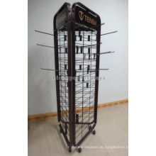 Boden Standing Retail Store Metall Haken Gitter Panel Movable Hanging Triangle Kameratasche Display Rack